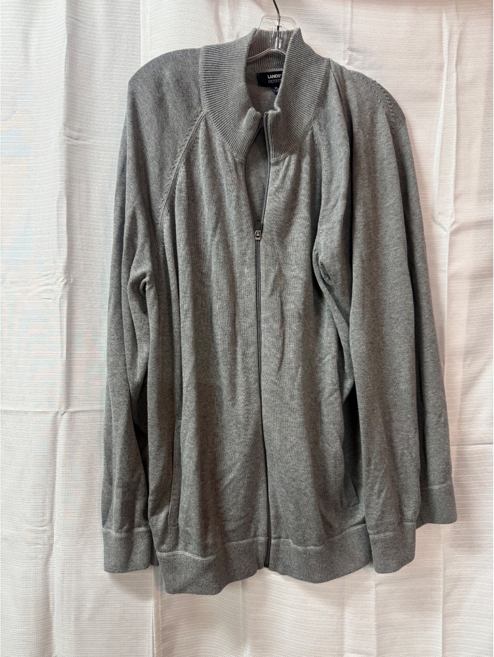 Lands' End Outfitters Men's Gray Full Zip Cotton Modal Blend Sweater XXL